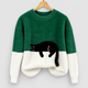 Maisie | Women's Black Cat Print Oversized Fuzzy Knit Jumper