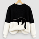 Maisie | Women's Black Cat Print Oversized Fuzzy Knit Jumper