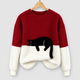 Maisie | Women's Black Cat Print Oversized Fuzzy Knit Jumper