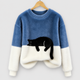 Maisie | Women's Black Cat Print Oversized Fuzzy Knit Jumper