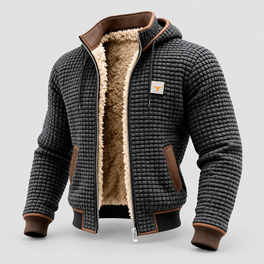 Men's Quilted Fleece-Lined Jacket in Grey — view 1