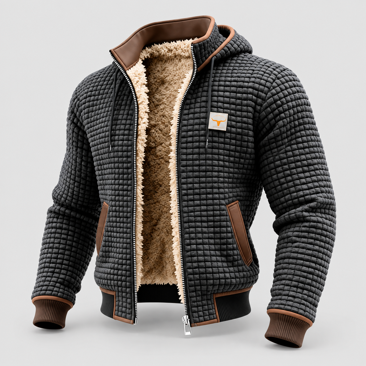 Men's Quilted Fleece-Lined Jacket in Grey — view 1