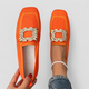Marcella | Women's Square-Toe Loafers with Embellished Buckle
