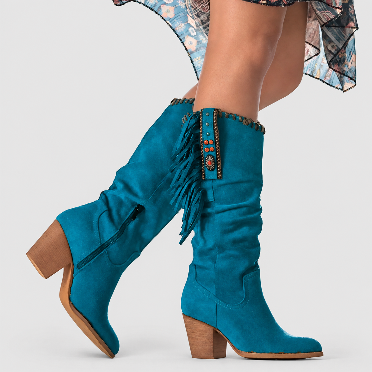 Women's Slouch Cowboy Boots with Fringe Detail — view 3