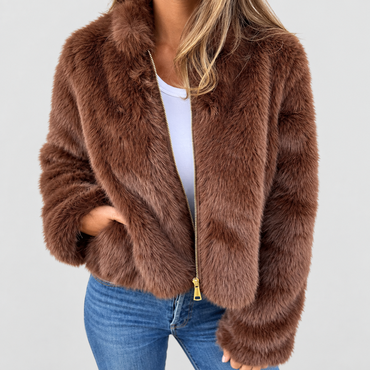 Women's Luxe Zip Up Short Coat — view 1