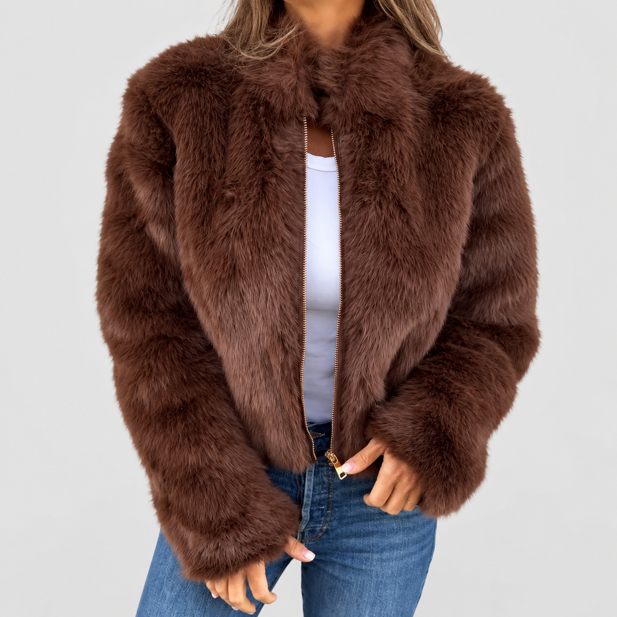 Women's Luxe Zip Up Short Coat — view 2