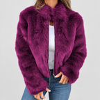 Women's Luxe Zip Up Short Coat in Purple — view 9