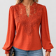 Marianne | Women's Lace Detail Blouse with Long Sleeves and V-Neck