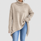 Women's Oversized Asymmetric High-Low Roll-Neck Jumper — view 6