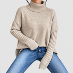 Women's Oversized Asymmetric High-Low Roll-Neck Jumper — view 8