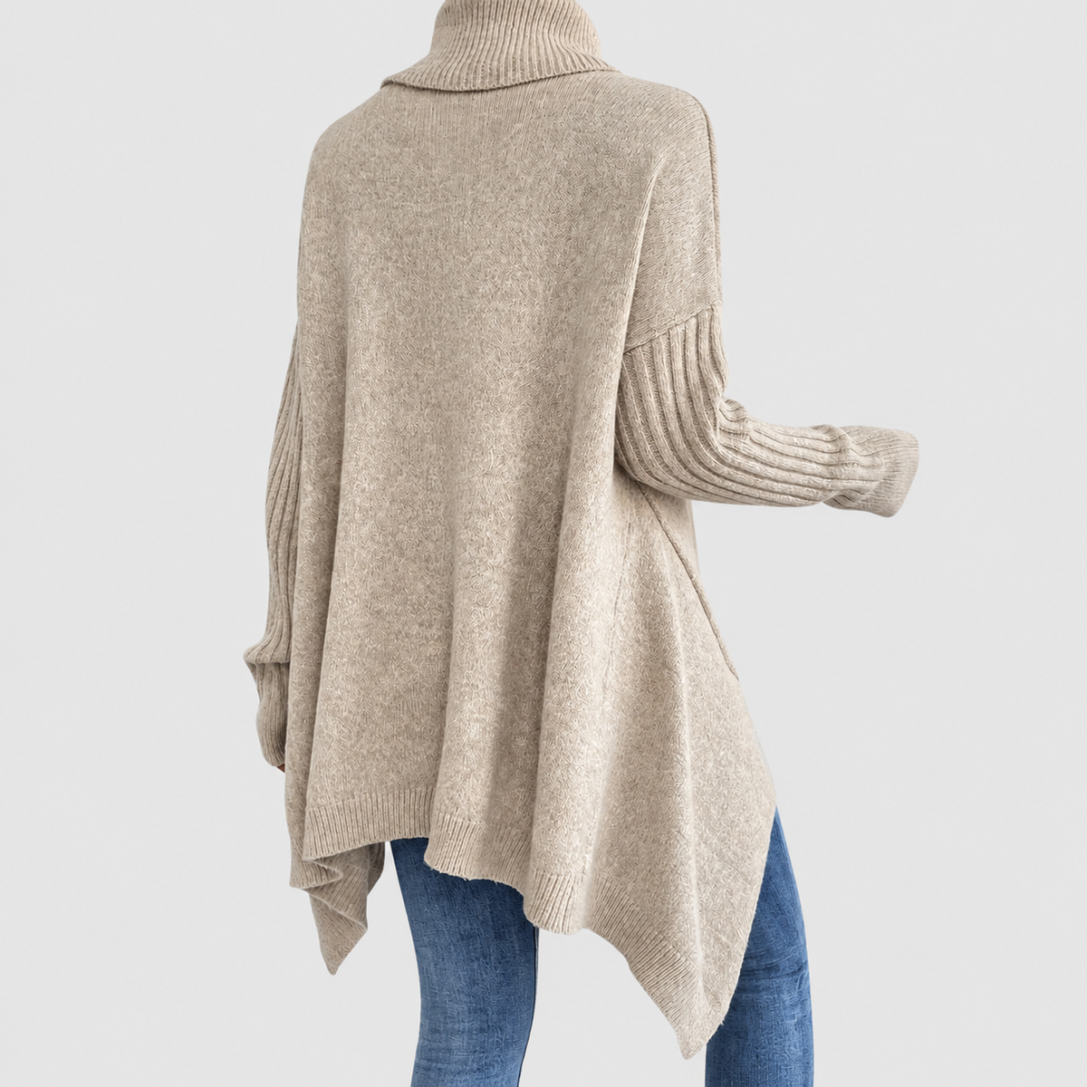 Women's Oversized Asymmetric High-Low Roll-Neck Jumper — view 9