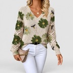 Women's V-Neck Printed Long-Sleeve Jumper — view 12