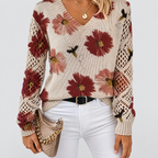 Women's V-Neck Printed Long-Sleeve Jumper — view 13