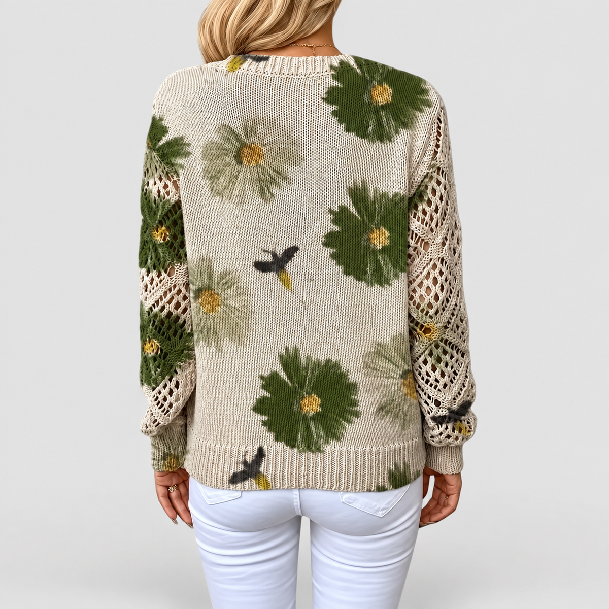 Women's V-Neck Printed Long-Sleeve Jumper — view 17
