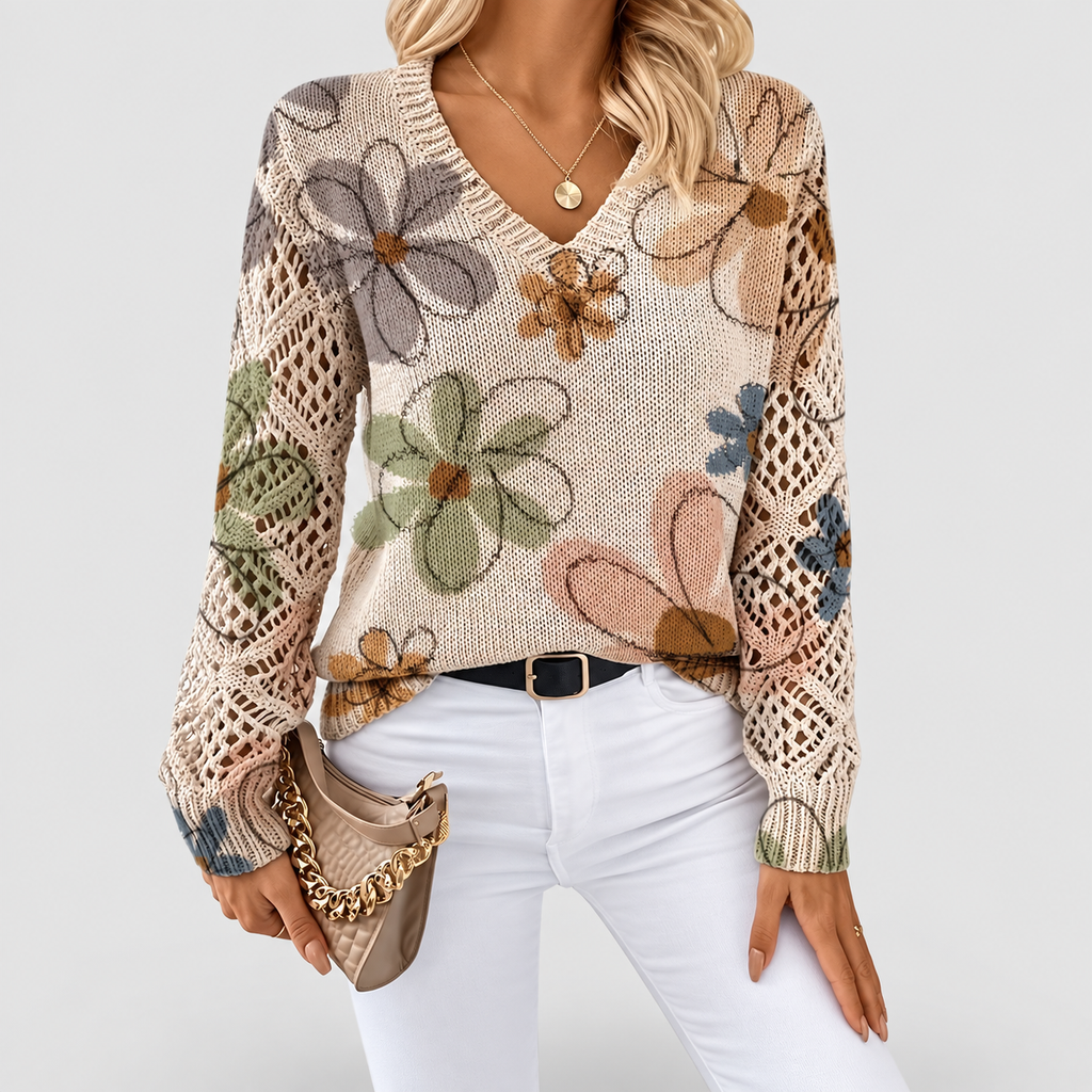 Women's V-Neck Printed Long-Sleeve Jumper — view 19