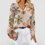 Women's V-Neck Printed Long-Sleeve Jumper — view 19