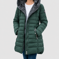 Women's Padded Winter Jacket in Dark Green — view 1