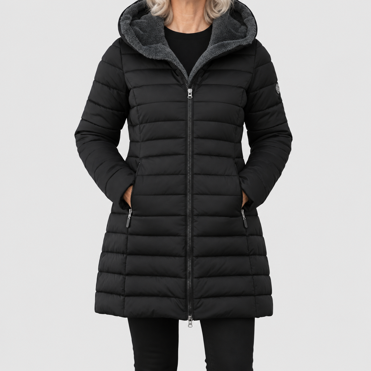 Women's Padded Winter Jacket in Black — view 2
