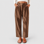 Women's High-Waist Corduroy Trousers with Pleated Front — view 5