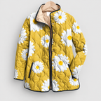 Women's Quilted Print Jacket with Stand Collar in Yellow — view 5