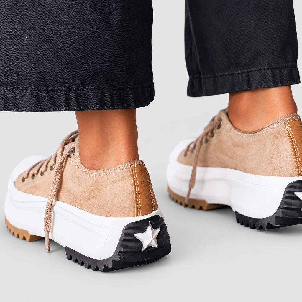 Women's Lace-Up Platform Trainers with Contrast Sole — view 3