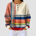 Women's Button-Front Crew-Neck Waffle-Knit Jumper in Multicolor — view 1
