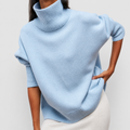 Women's Knitted Roll-Neck Jumper in Blue — view 1