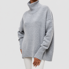 Women's Knitted Roll-Neck Jumper in Grey — view 6