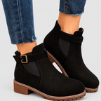 Women's Faux Suede Chelsea Ankle Boots with Buckle Strap — view 5