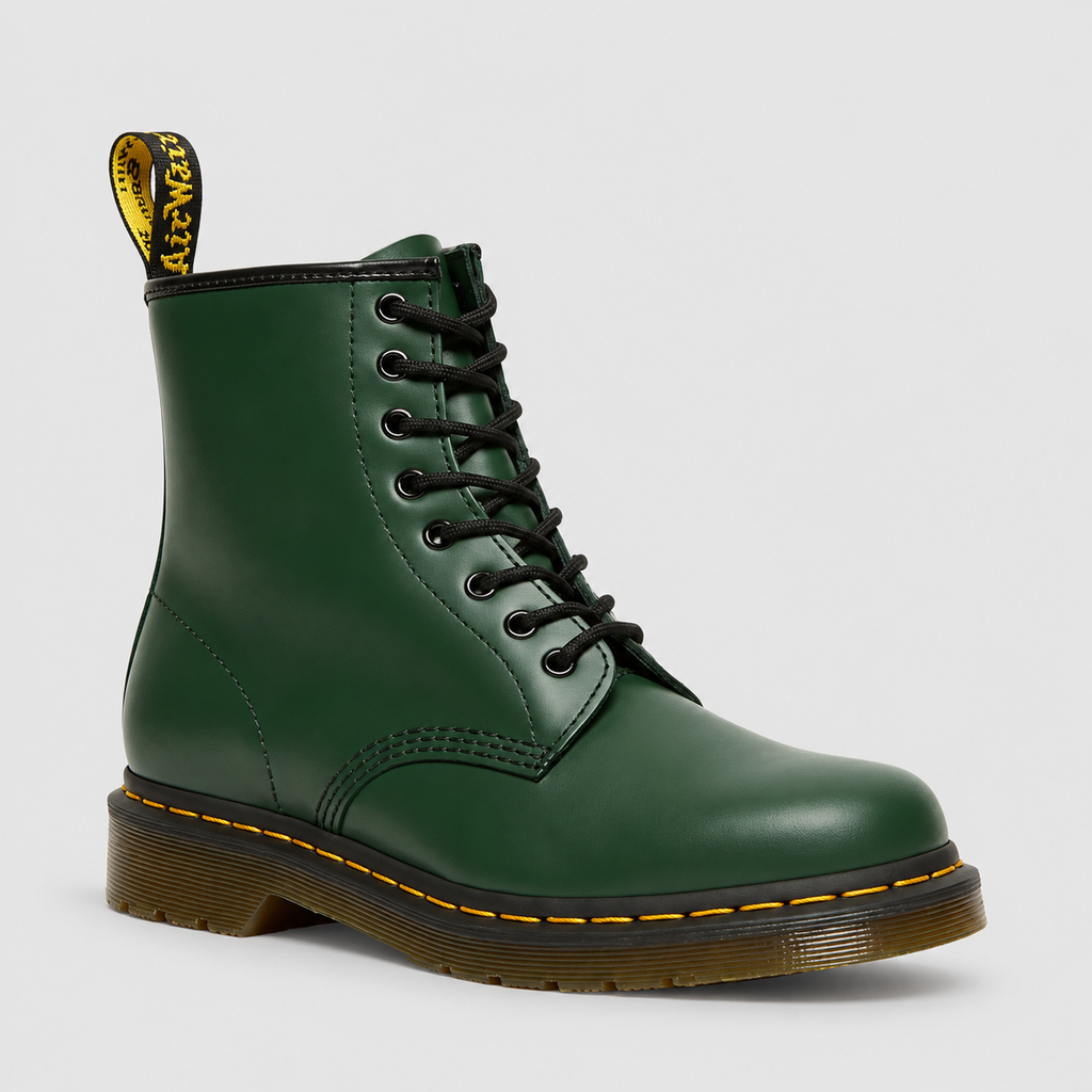 Women's & Men's Faux Leather Lace-Up Ankle Boots in Green — view 6