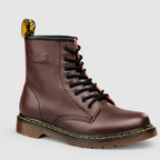 Women's & Men's Faux Leather Lace-Up Ankle Boots in Brown — view 10