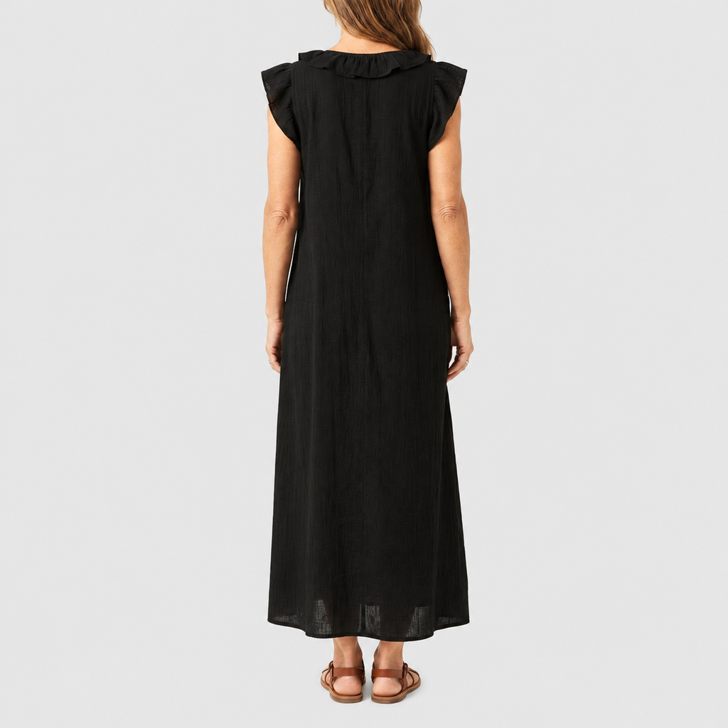 Women's Long V-Neck Dress with Frills — view 14