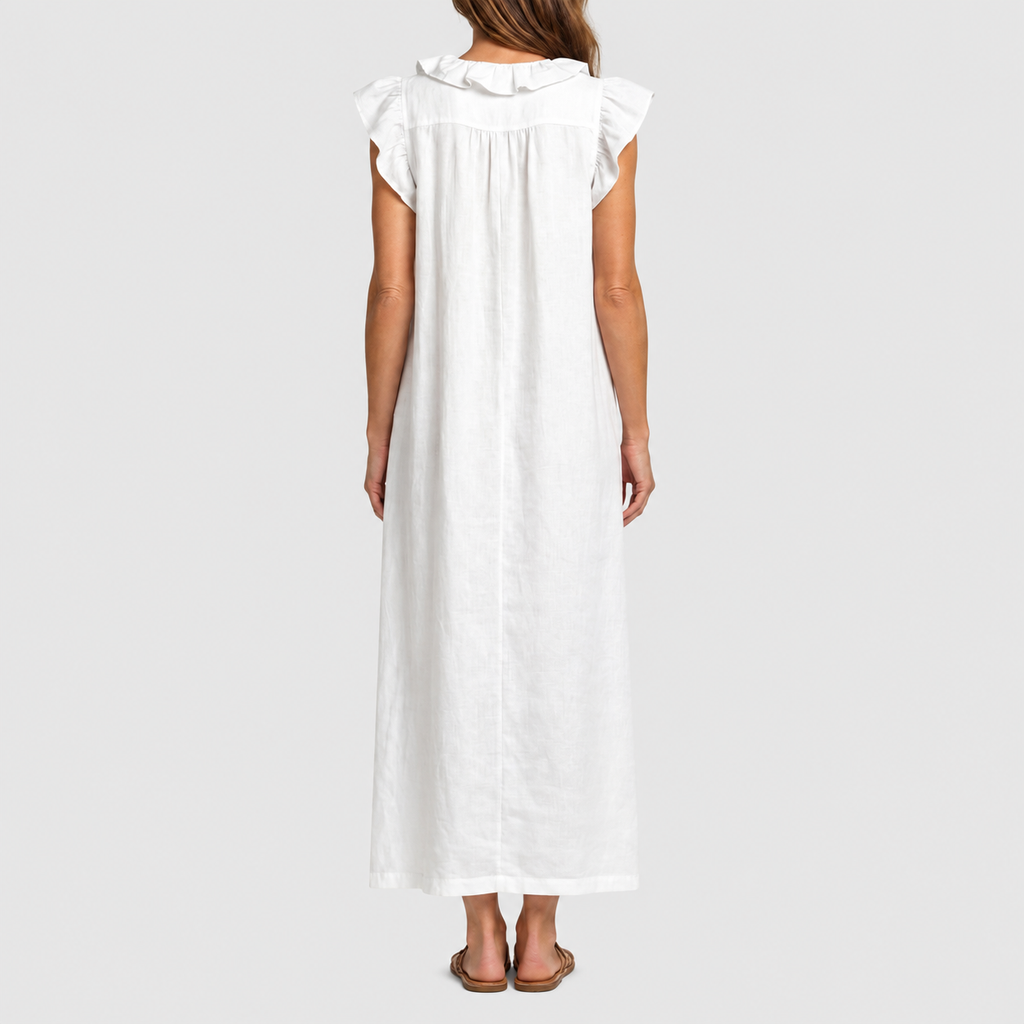 Women's Long V-Neck Dress with Frills — view 15