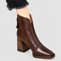 Women's Block-Heel Ankle Boots in Brown — view 1