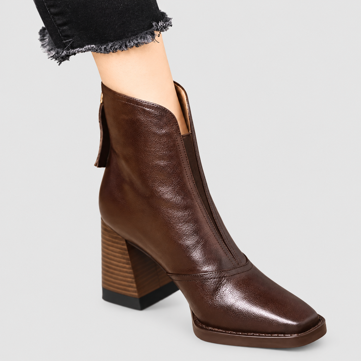 Women's Block-Heel Ankle Boots in Brown — view 1