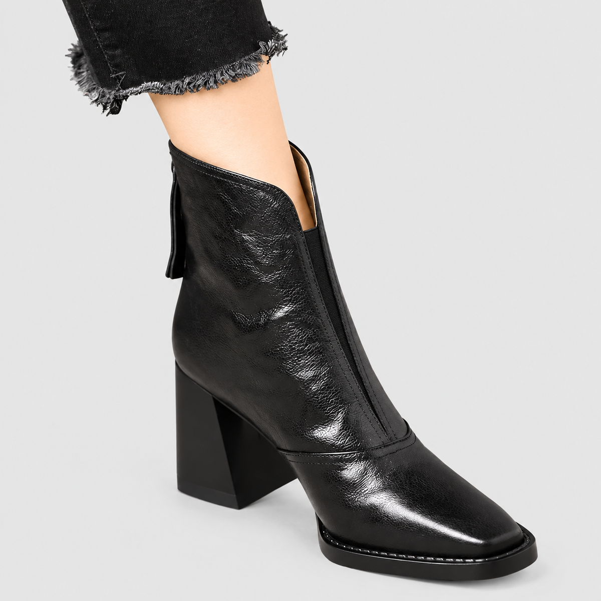 Women's Block-Heel Ankle Boots in Black — view 4