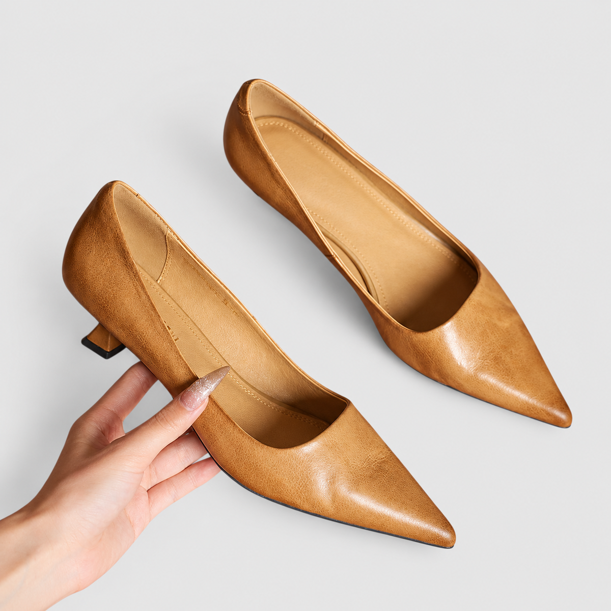 Women's Pointed-Toe Kitten-Heel Court Shoes — view 10