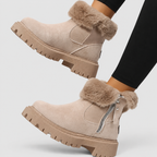 Women's Plush-Collar Faux Suede Platform Ankle Boots — view 2