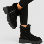 Women's Plush-Collar Faux Suede Platform Ankle Boots — view 5