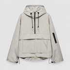 Women's Hooded Pullover Anorak Jacket with Half Zip in Grey — view 3