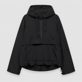 Women's Hooded Pullover Anorak Jacket with Half Zip in Black — view 4