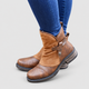 Nerina | Women's Fleece-Lined Brown Ankle Boots with Buckle Strap