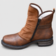 Nerina | Women's Fleece-Lined Brown Ankle Boots with Buckle Strap