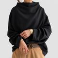 Women's Oversized High-Neck Jumper with Wide Loose Cut in Black — view 1