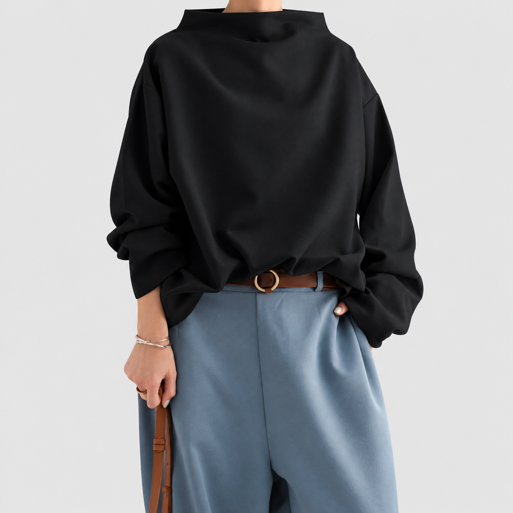 Women's Oversized High-Neck Jumper with Wide Loose Cut — view 7