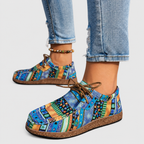 Women's Patterned Lace-Up Shoes in Green — view 3