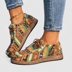 Women's Patterned Lace-Up Shoes in Khaki — view 4