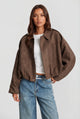 Nerys | Women's Suede-Look Jacket with Zip and Point Collar