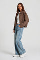 Nerys | Women's Suede-Look Jacket with Zip and Point Collar