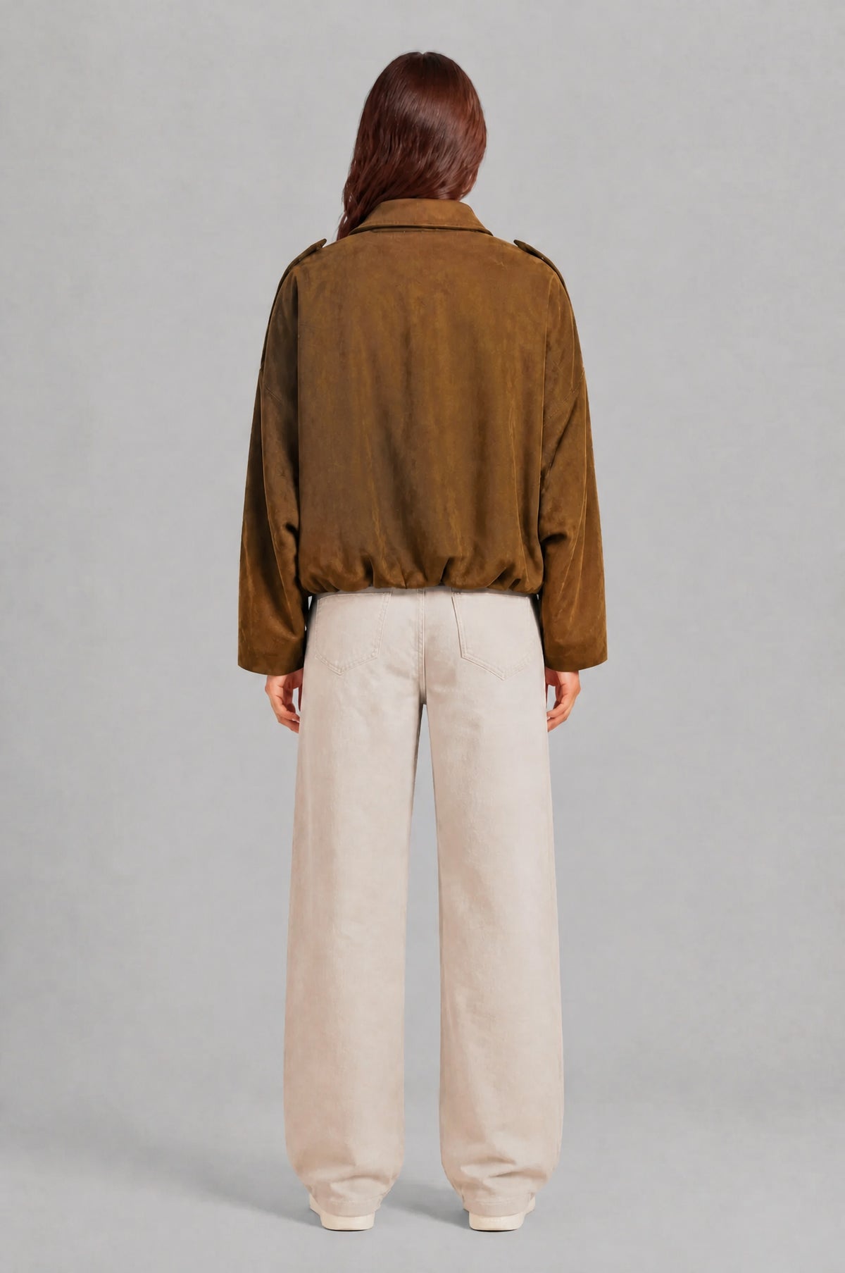Nerys | Women's Suede-Look Jacket with Zip and Point Collar